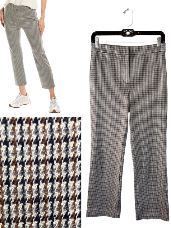 Theory Pants - Theory Stratton Knit Cropped Pants Brown Black Grey Houndstooth Plaid Ankle 2